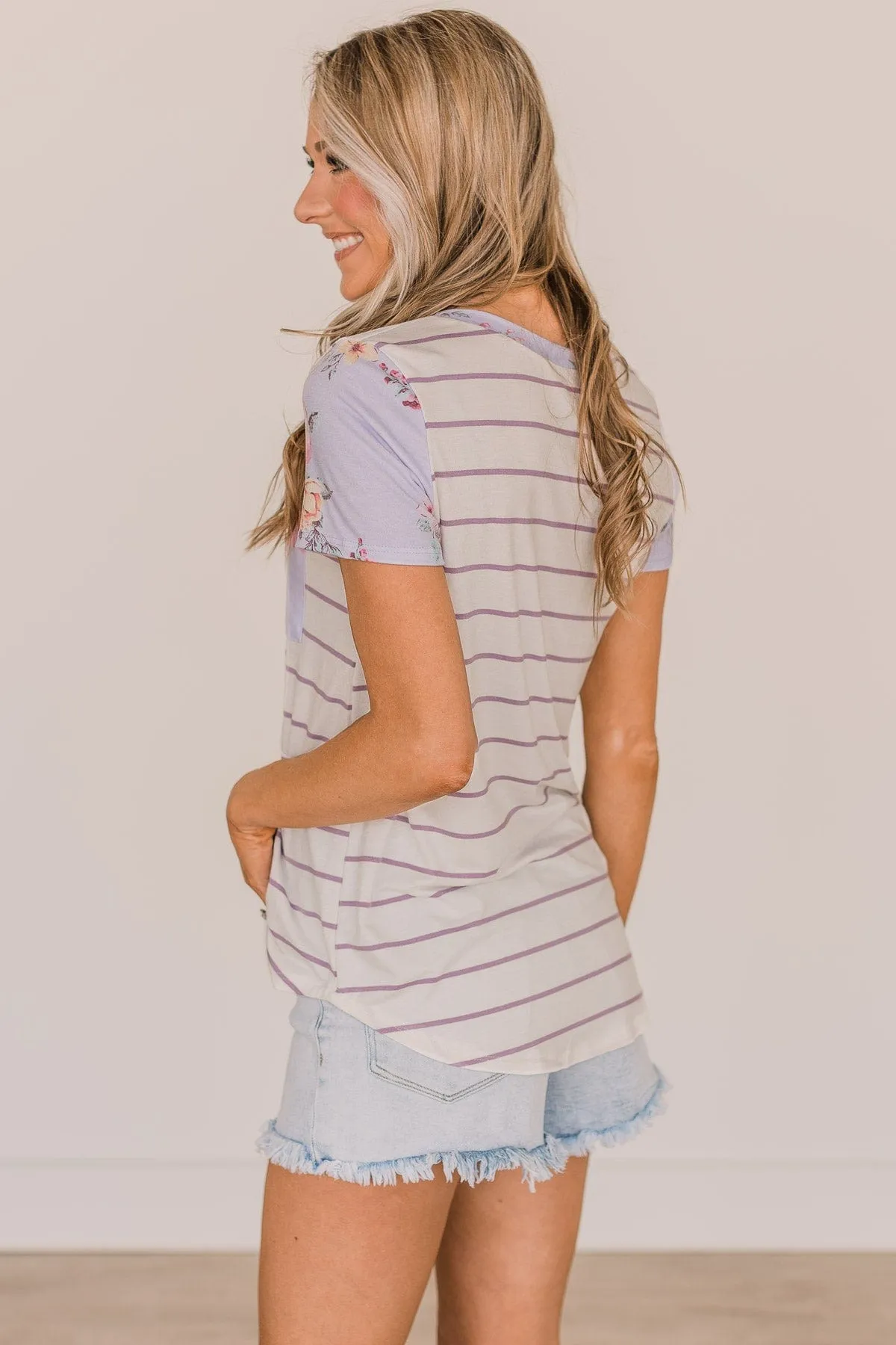 Shaking Things Up Striped Knit Top- Ivory & Lavender