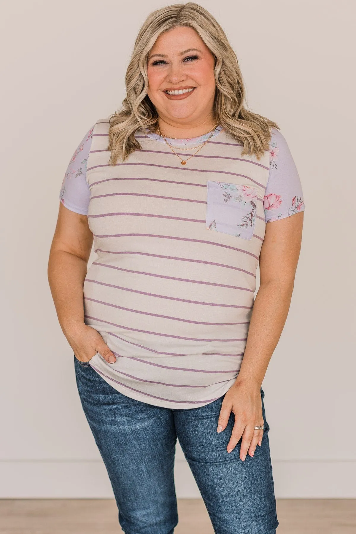Shaking Things Up Striped Knit Top- Ivory & Lavender