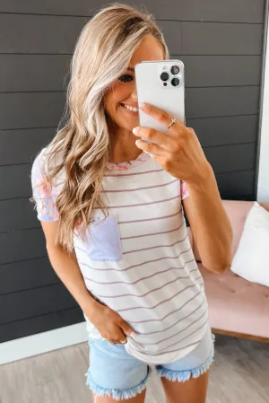 Shaking Things Up Striped Knit Top- Ivory & Lavender