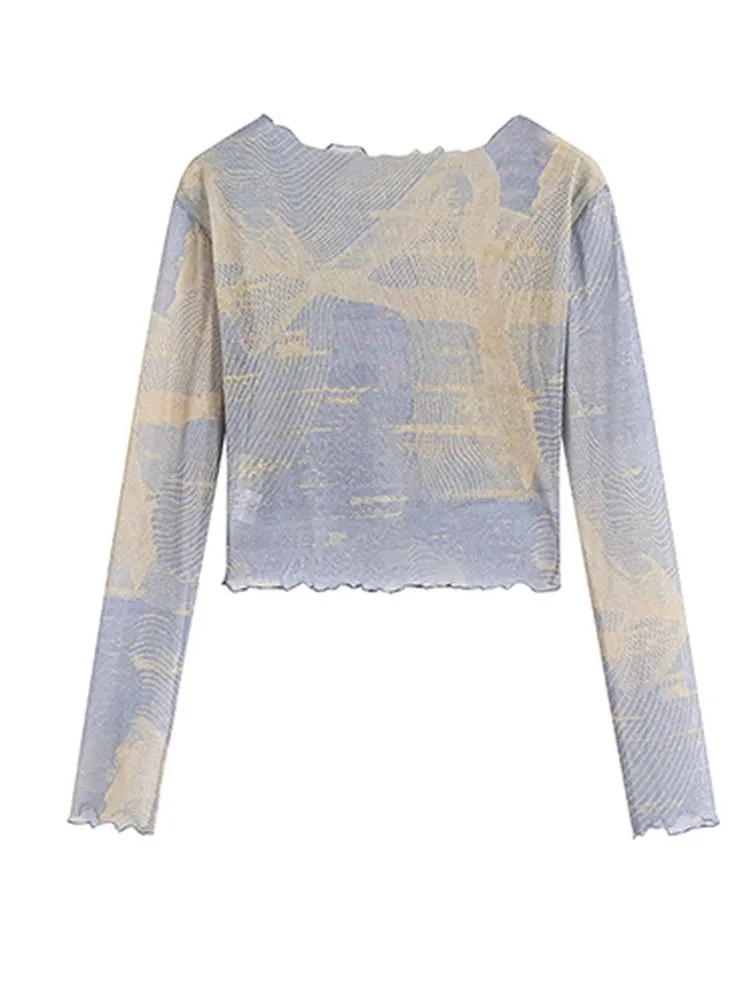 Sheer Mesh Long Sleeve Shirt