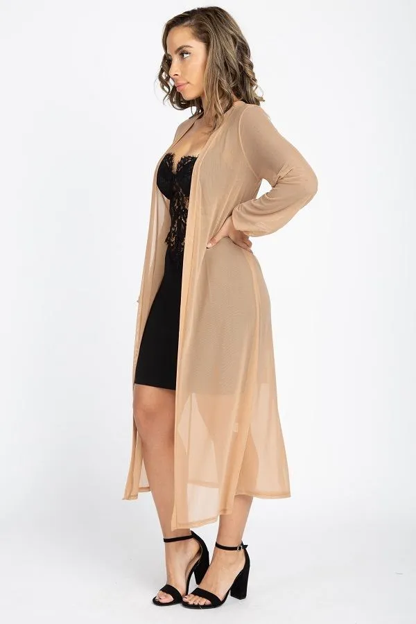 Sheer Mesh Open Front Cardigan