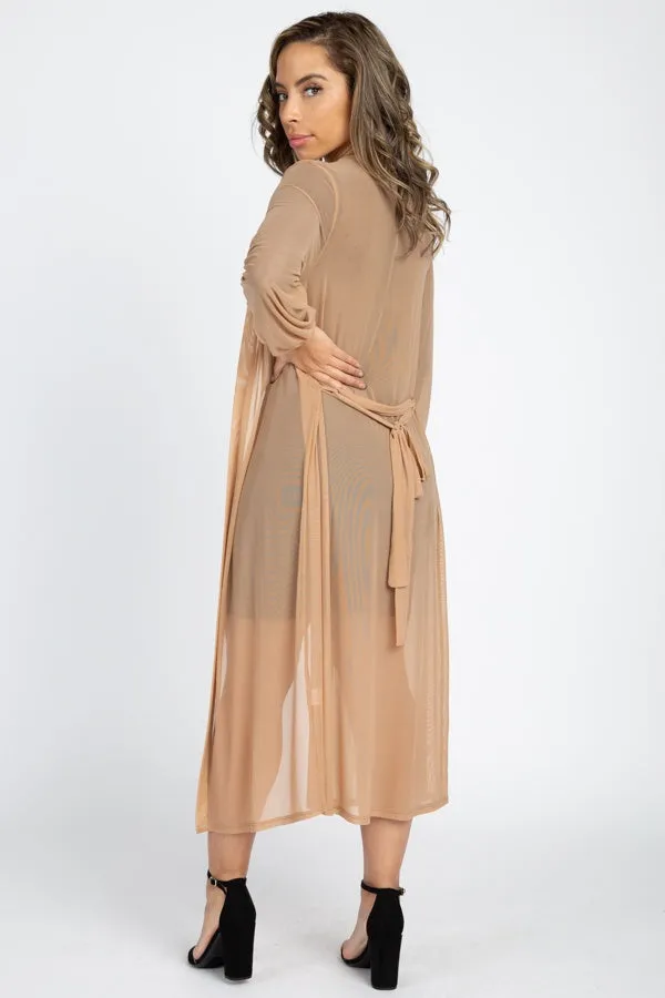Sheer Mesh Open Front Cardigan