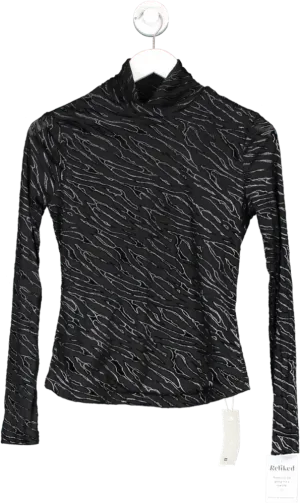 SHEIN Black Mesh Roll Neck Top UK XS