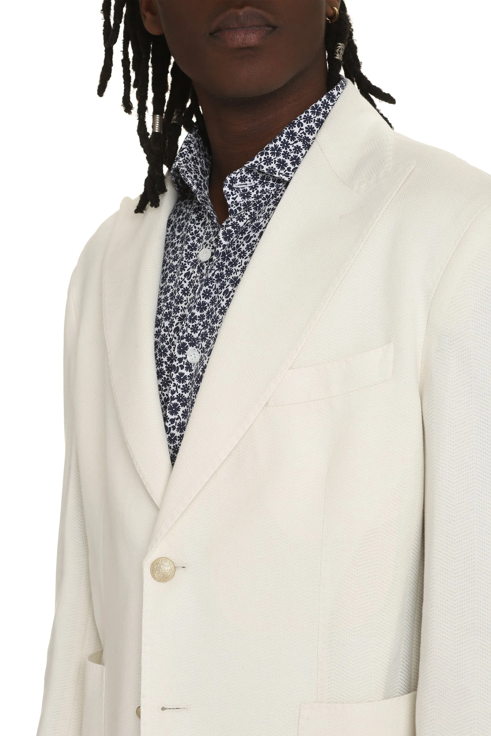 Single-breasted cotton blazer