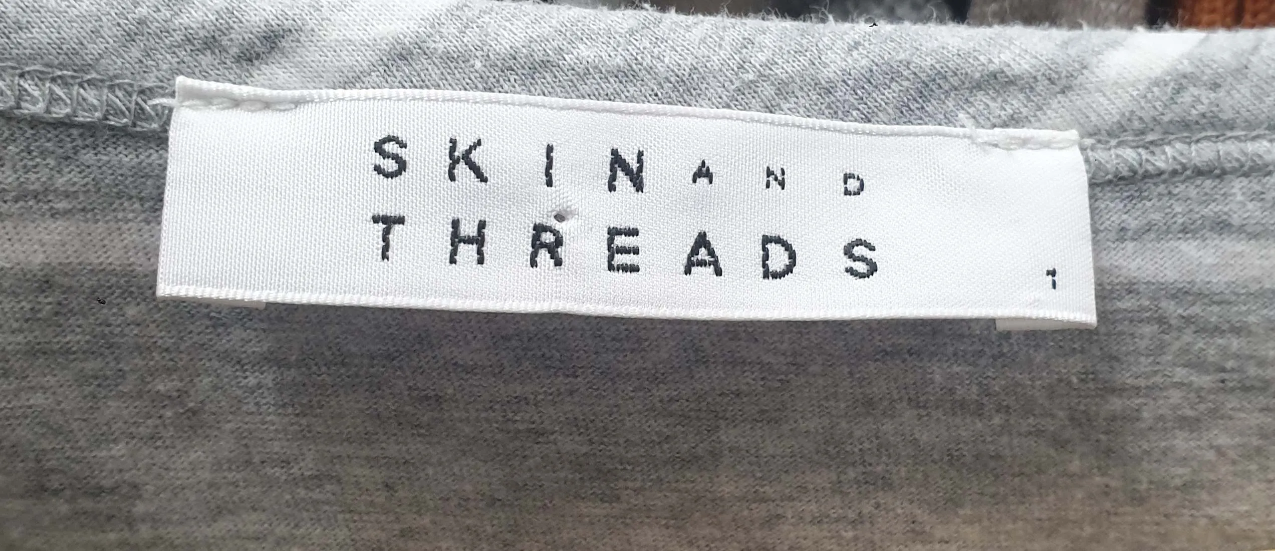 Skin & Threads grey and white striped top size 1