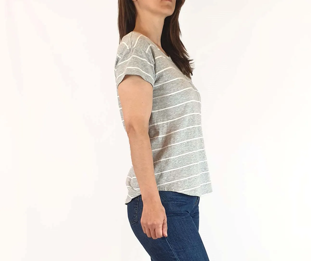 Skin & Threads grey and white striped top size 1