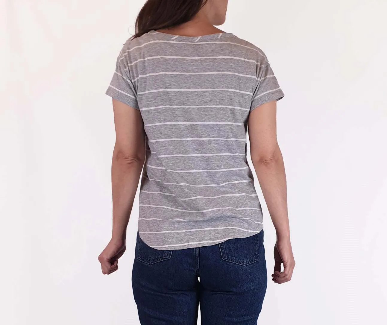 Skin & Threads grey and white striped top size 1