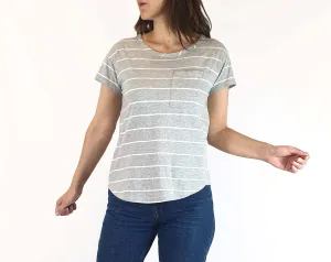 Skin & Threads grey and white striped top size 1