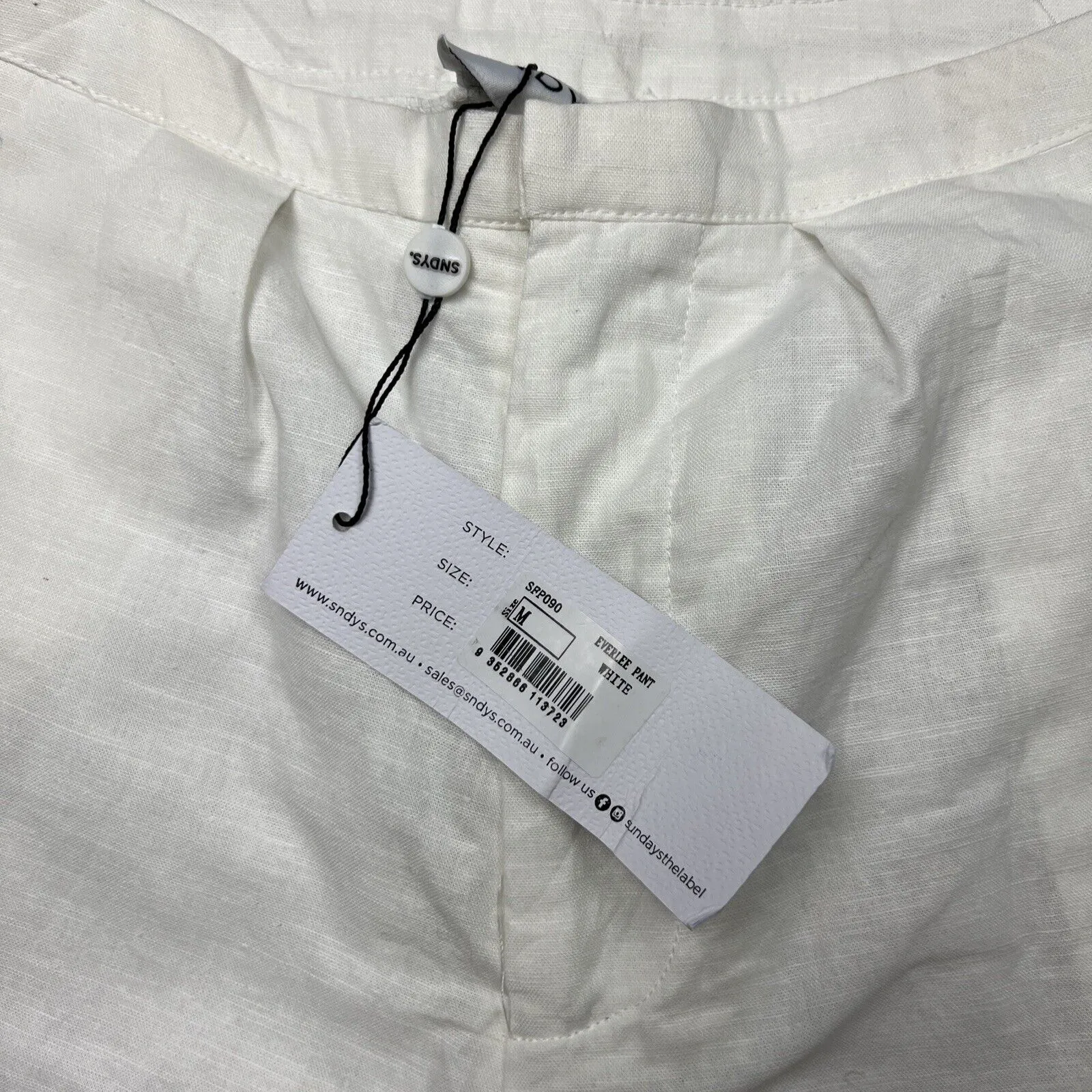 SNDYS Womens White Linen Blend Pants Size M (New)