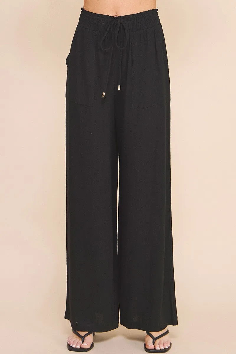 soft linen wide leg pants