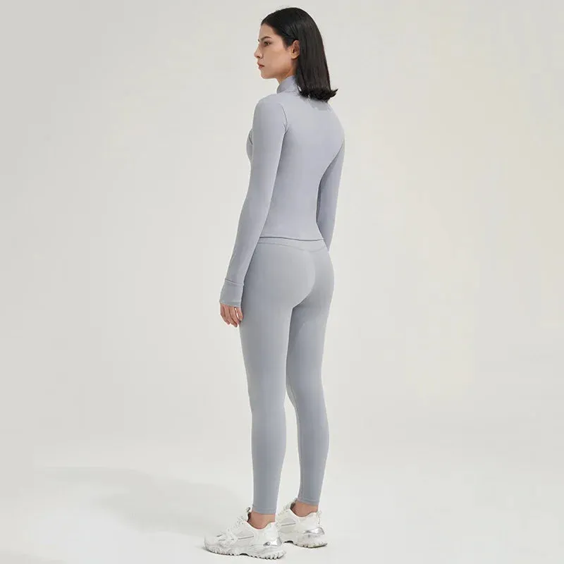 SOISOU Sexy Gym Woman Clothing Sport Yoga Set Leggings Bra Coat Women's Tracksuit Sportswear High Quality Tight Elastic