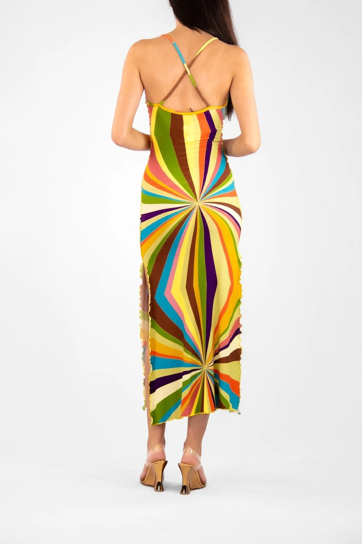 Solana Sun Ray Knit Maxi Dress in Multi