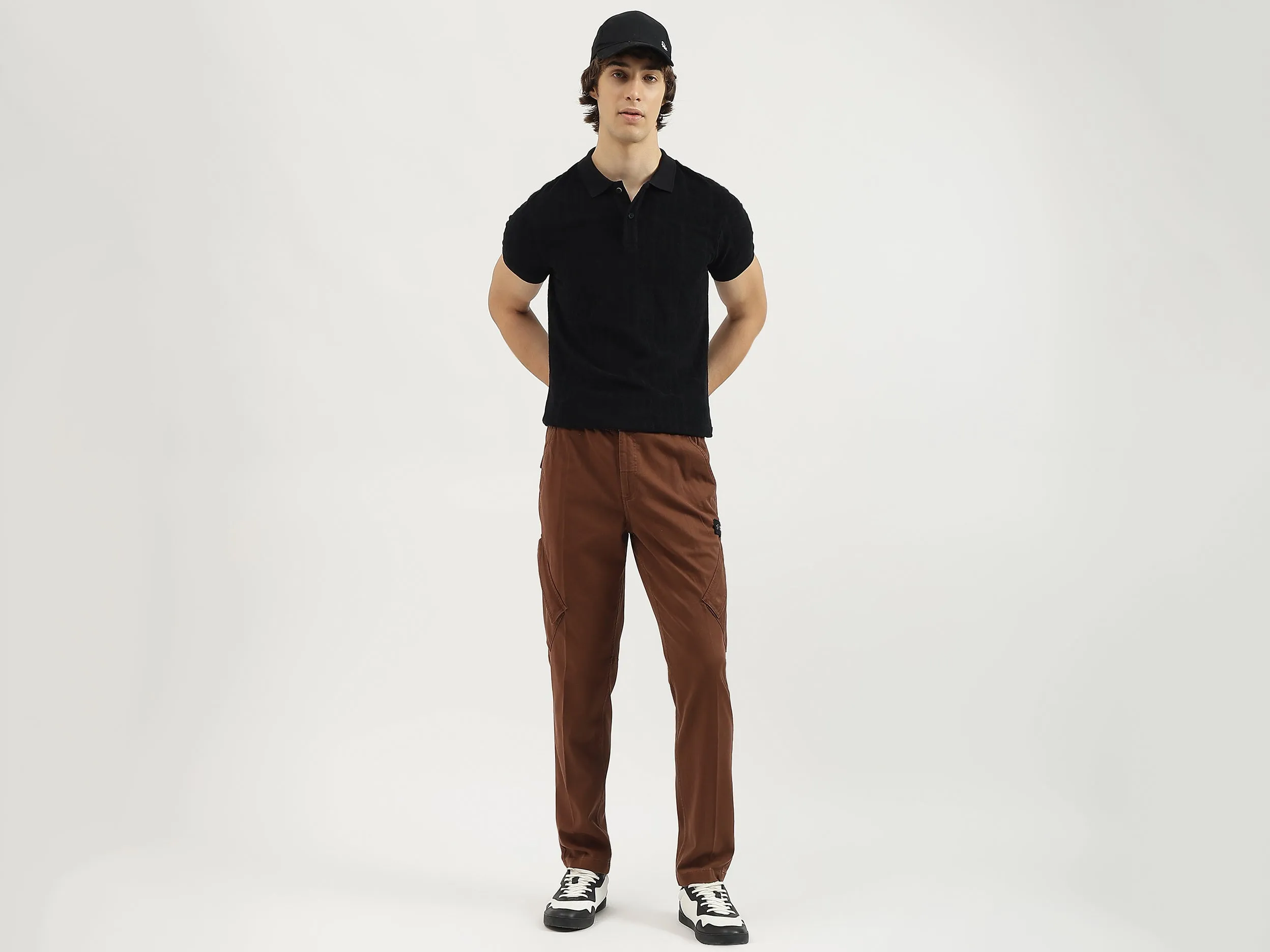Solid Cargo Fit Cargo Pants