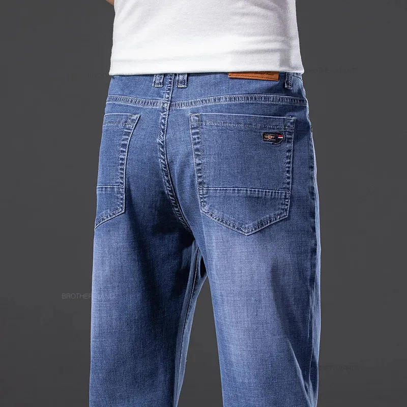 Sommerjeans für Herren - Stilvolle Business Casual Eleganz in graublauem Design