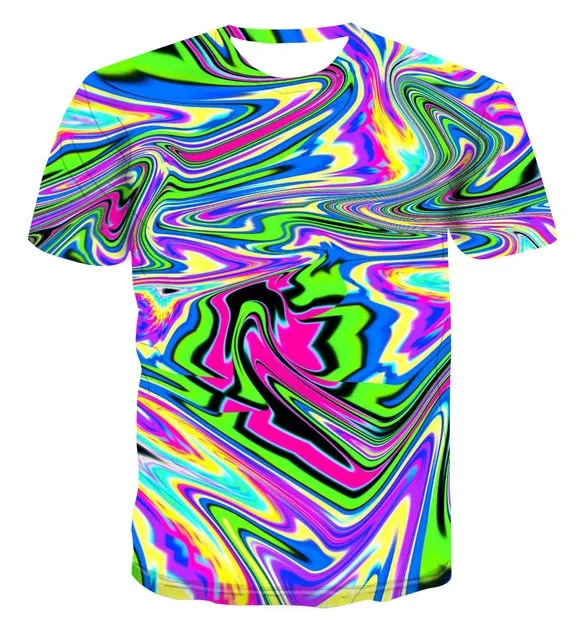 Spiral geometry 3D print T-shirt summer top new men's Multi Size stacked solid T-shirt short sleeve o-neck beach T-shirt