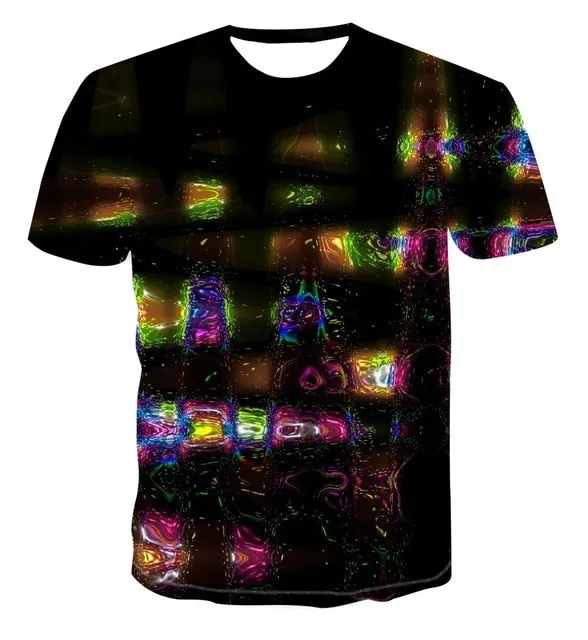 Spiral geometry 3D print T-shirt summer top new men's Multi Size stacked solid T-shirt short sleeve o-neck beach T-shirt