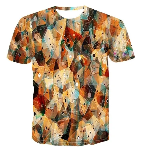 Spiral geometry 3D print T-shirt summer top new men's Multi Size stacked solid T-shirt short sleeve o-neck beach T-shirt