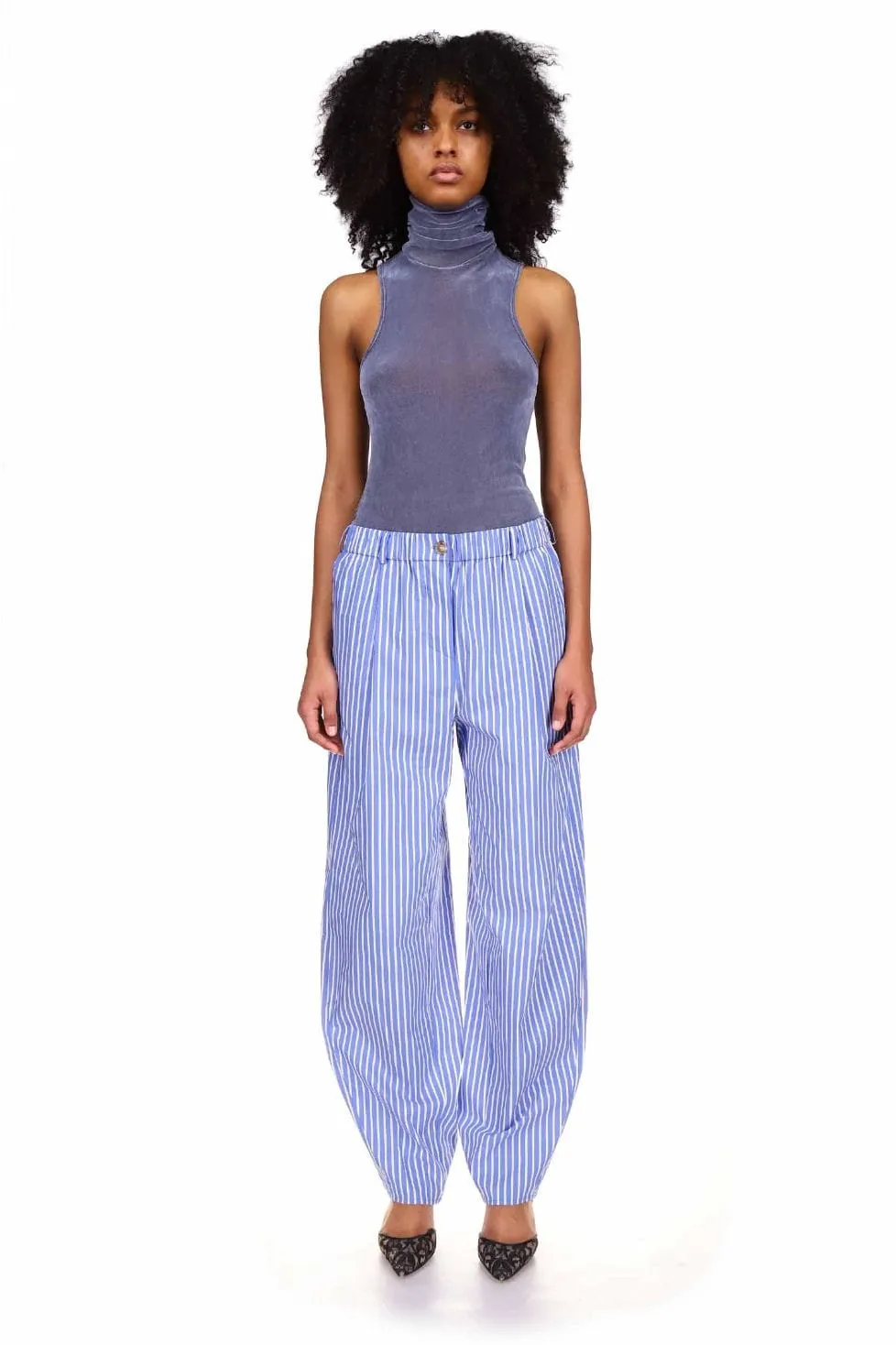 Steel Blue Velvet Mesh Racerback Top