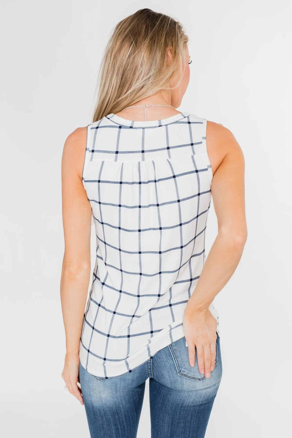 Step to the Beat Graph Striped Tank Top- White
