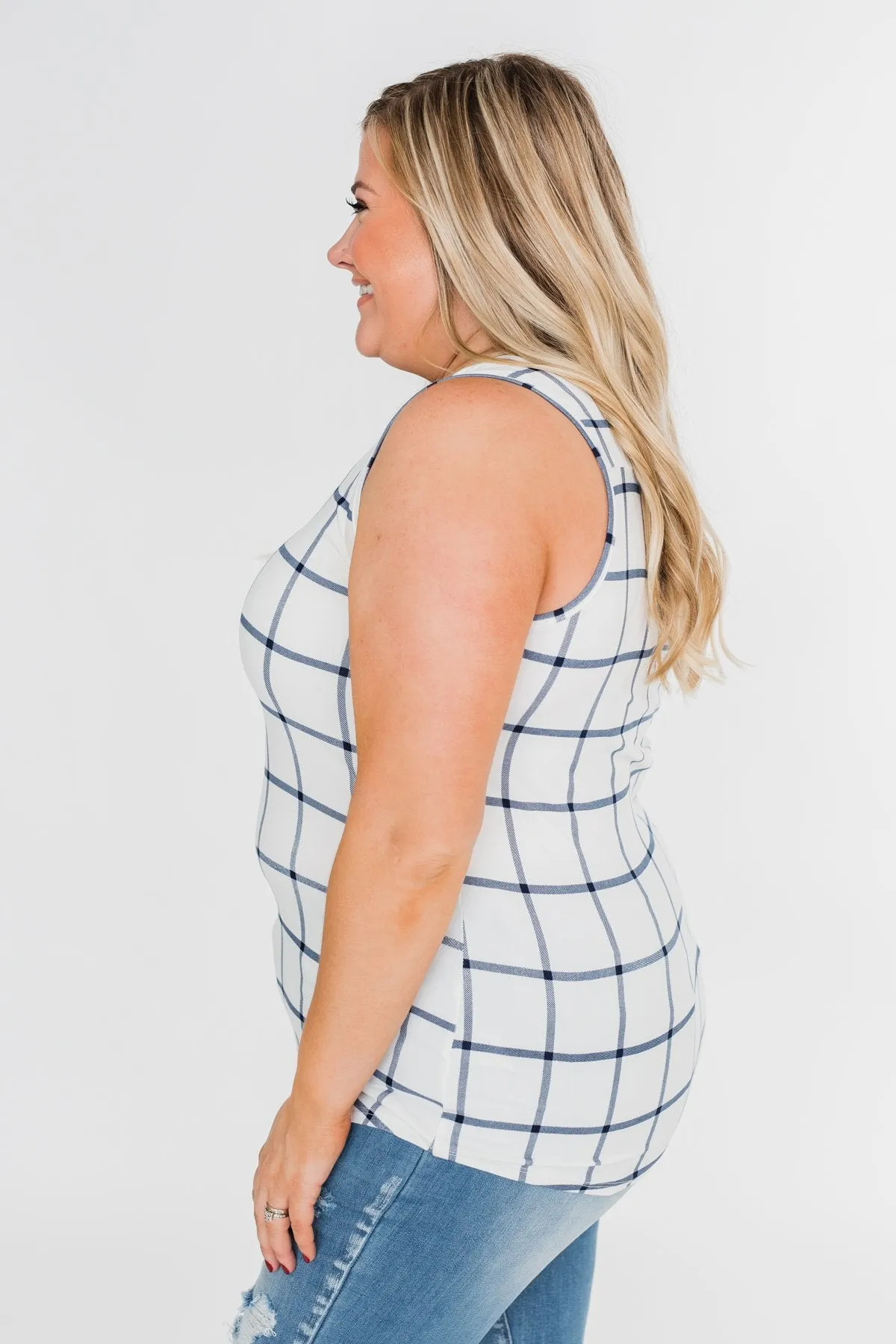 Step to the Beat Graph Striped Tank Top- White