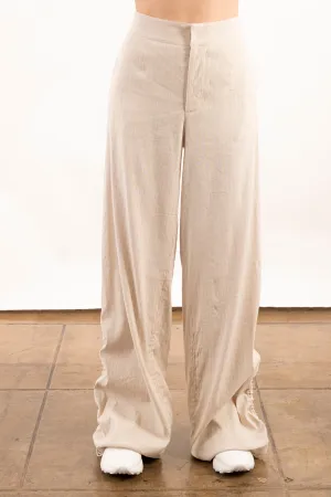 Stretch Pin Stripe Linen Wide Pants - YOSHI