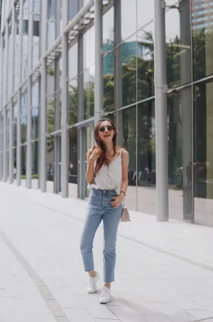 Striped Button Front Tank