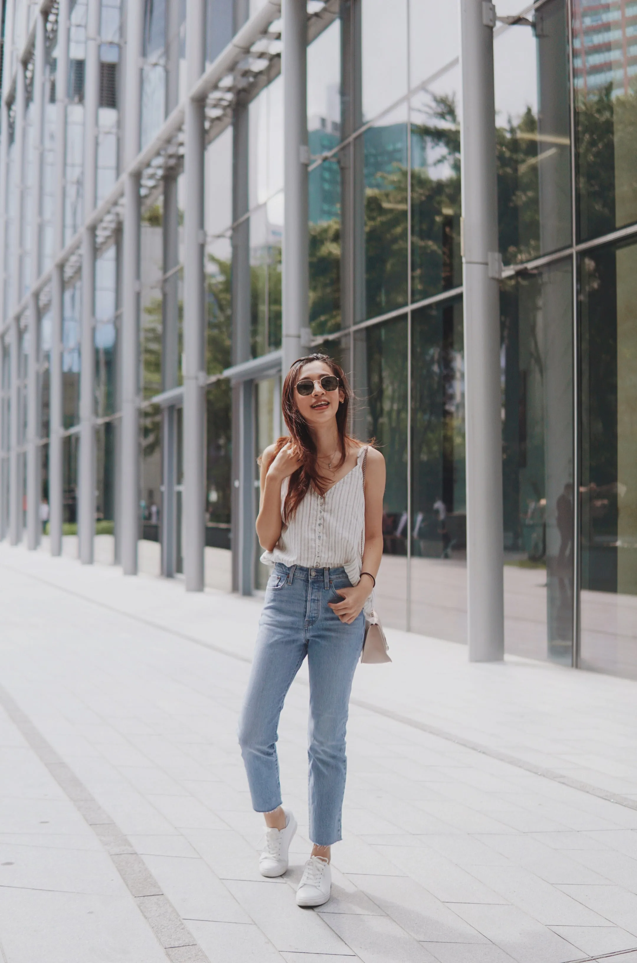 Striped Button Front Tank
