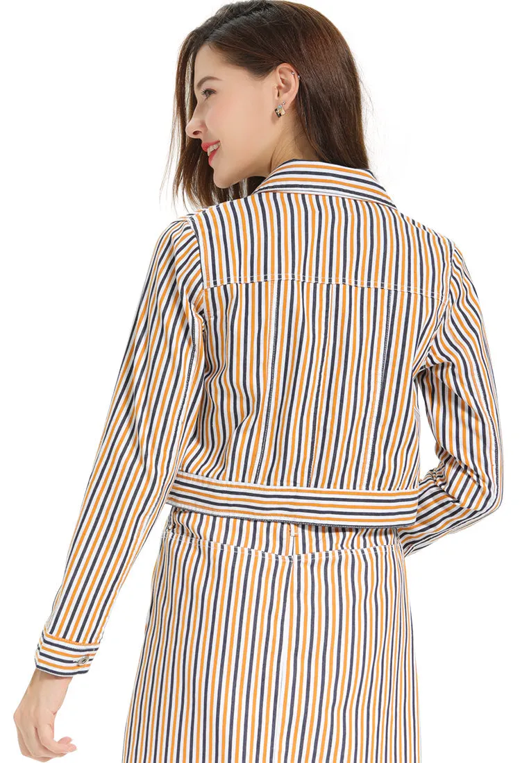 striped jacket and skirt co-ord set