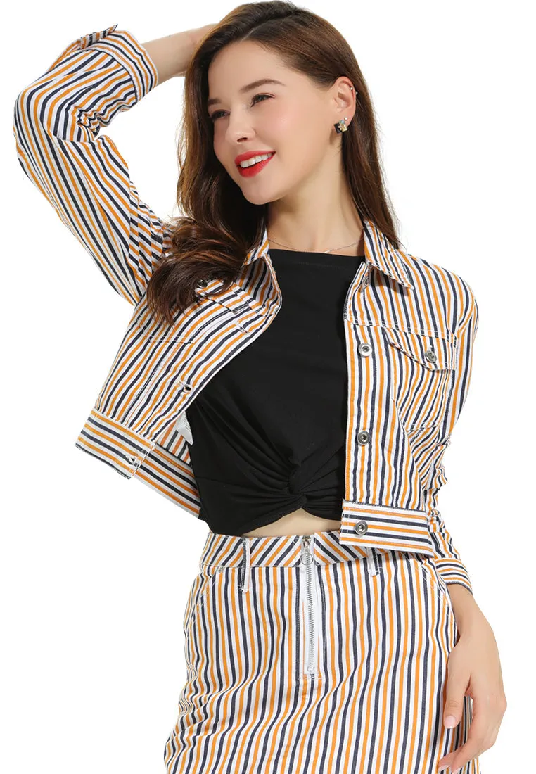 striped jacket and skirt co-ord set