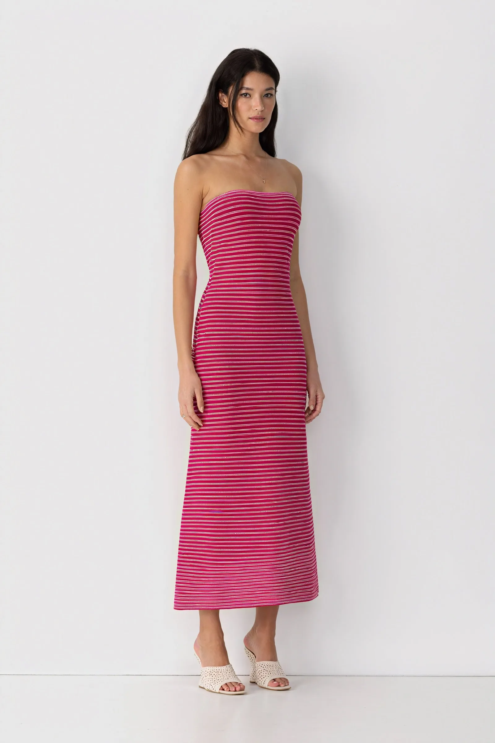 Striped Knit Midi Dress