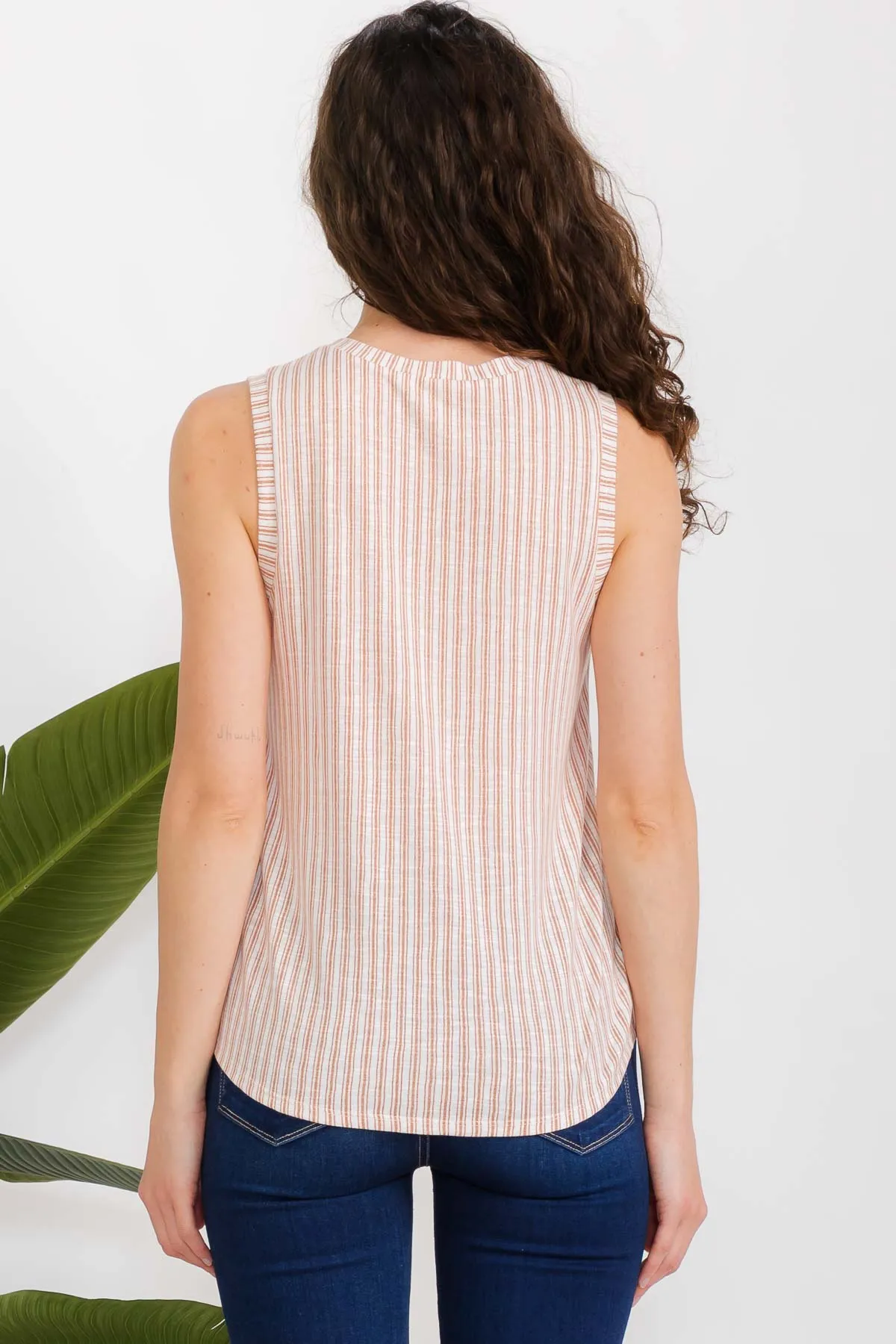 STRIPED POLY SLUB TWIST SIDE TANK