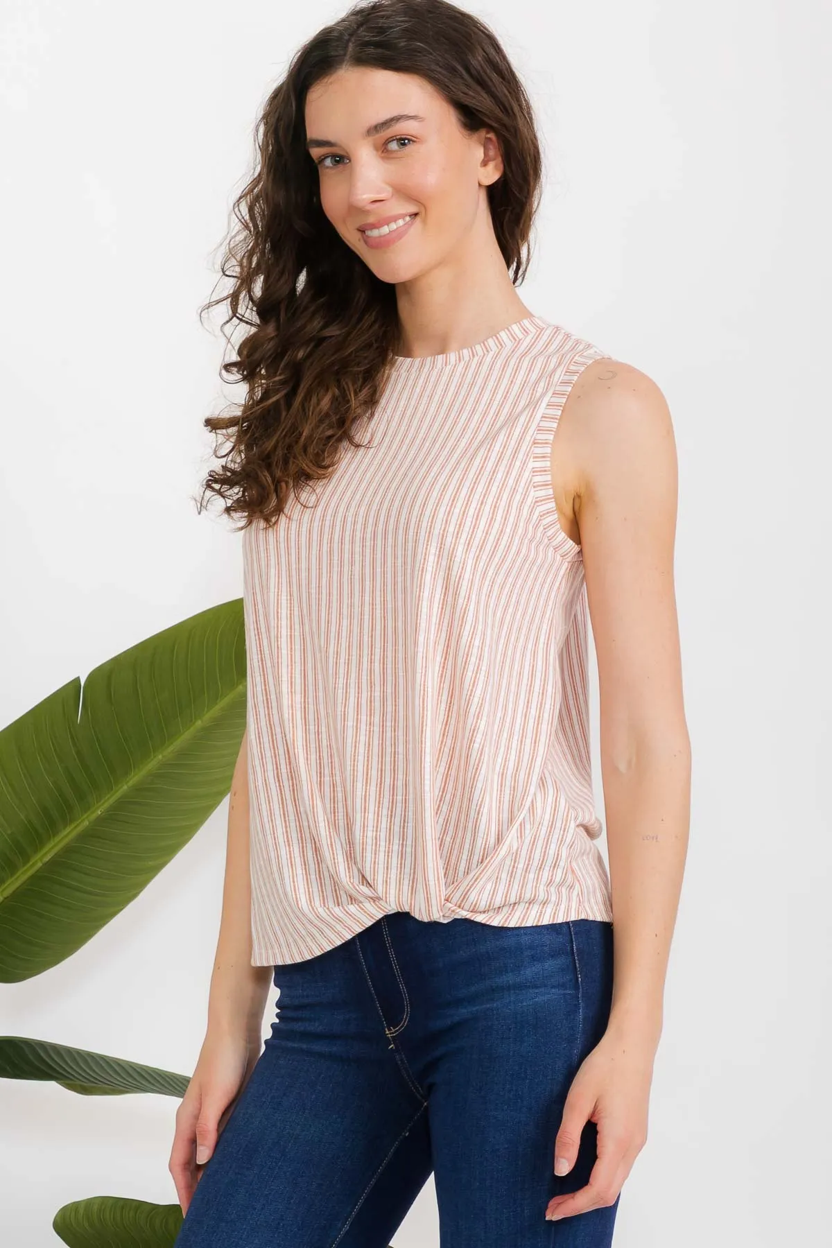 STRIPED POLY SLUB TWIST SIDE TANK