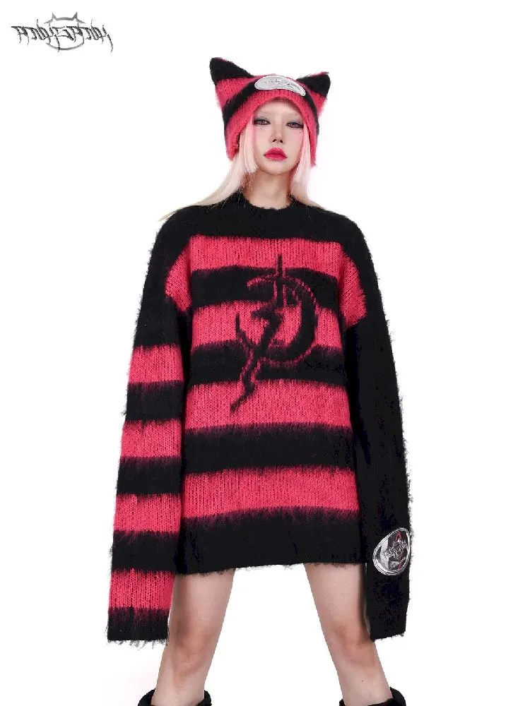 Striped Rock Punk Loose Genderless Y2K Jacket
