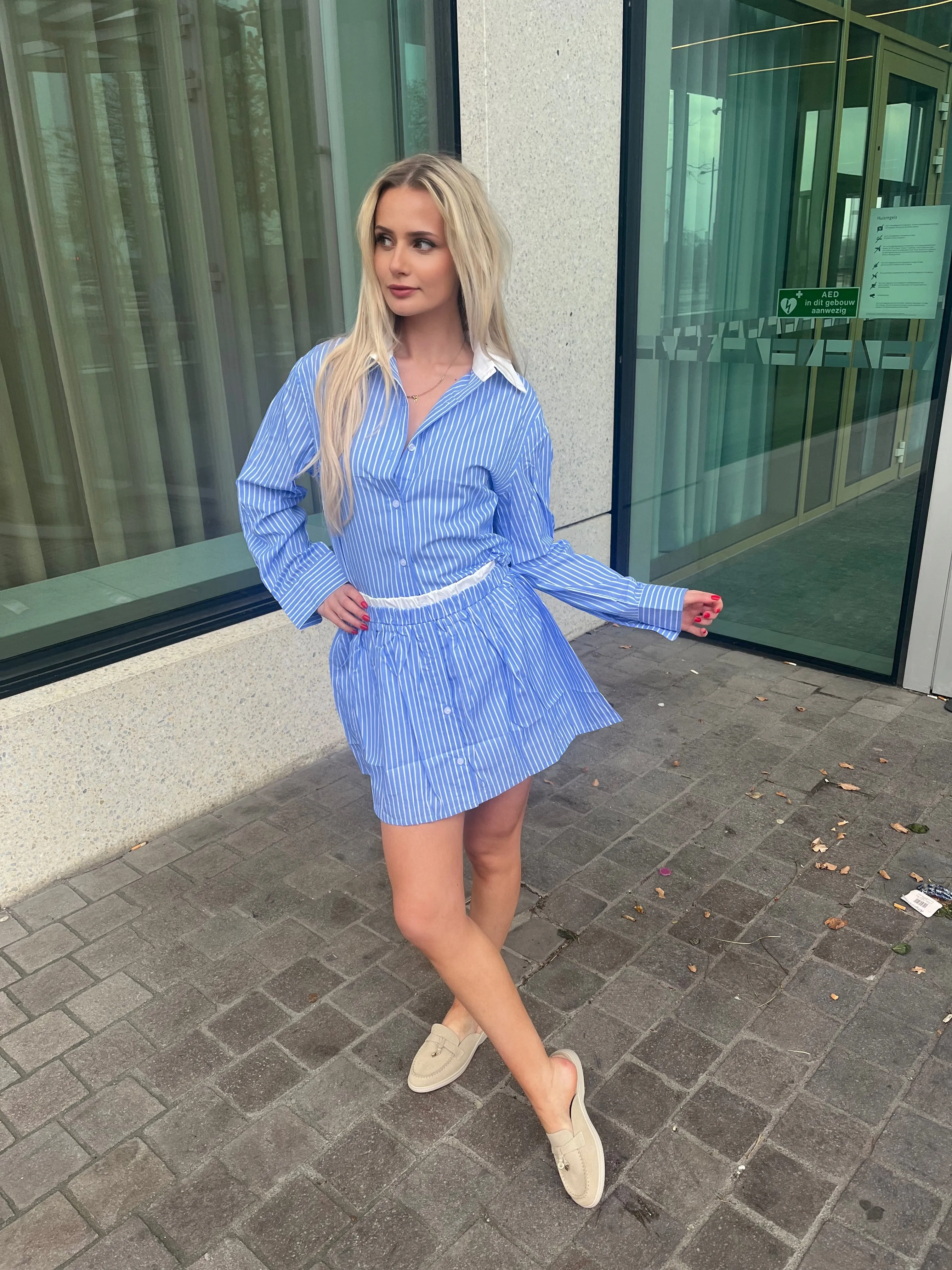 Striped set blue