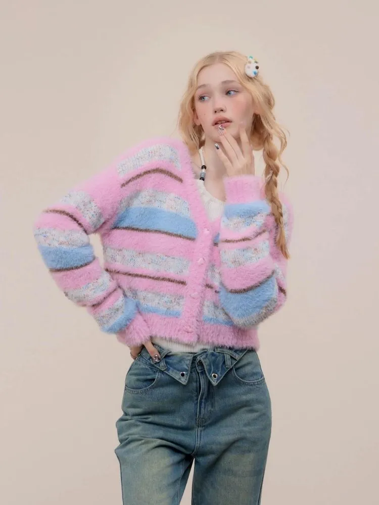 Striped sweater cardigan【s0000003770】