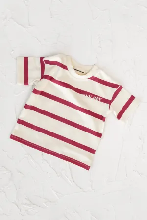 Striped Tee - Burgundy