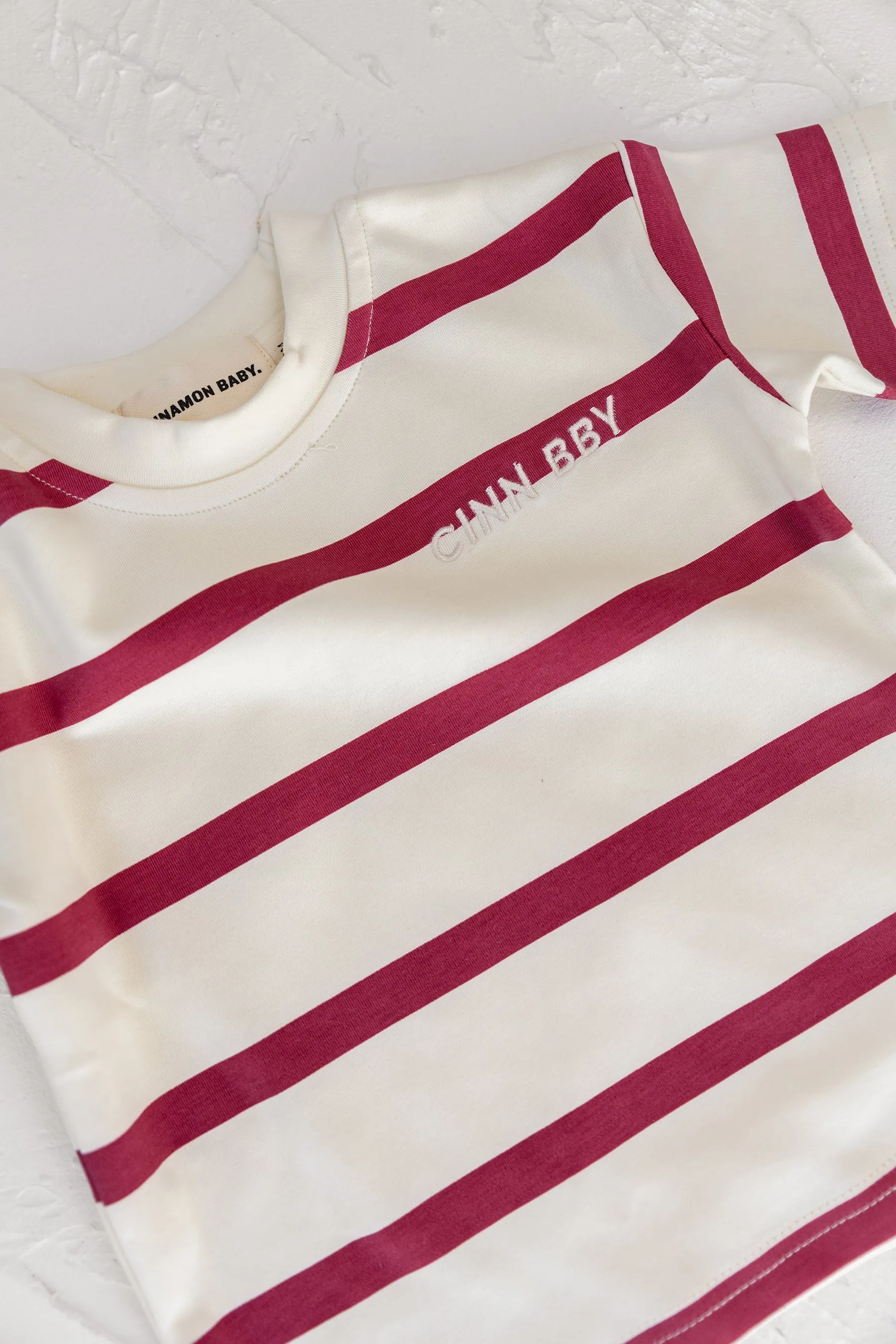 Striped Tee - Burgundy