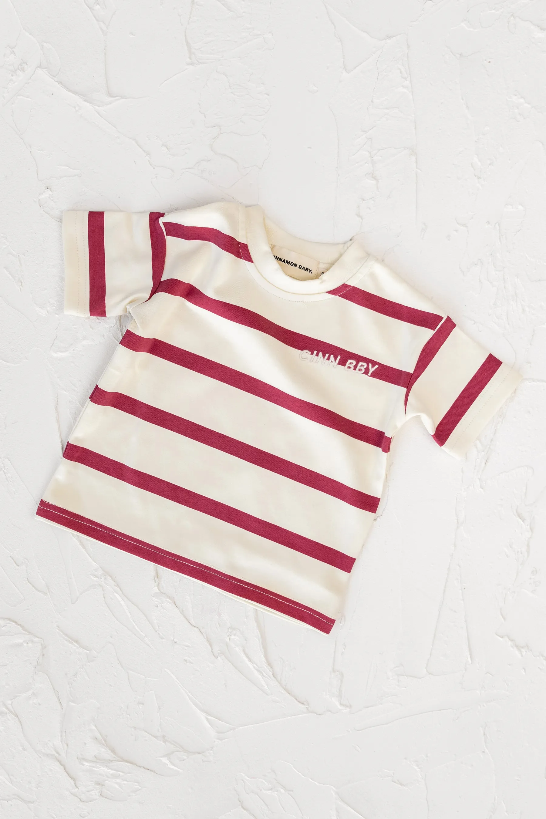 Striped Tee - Burgundy