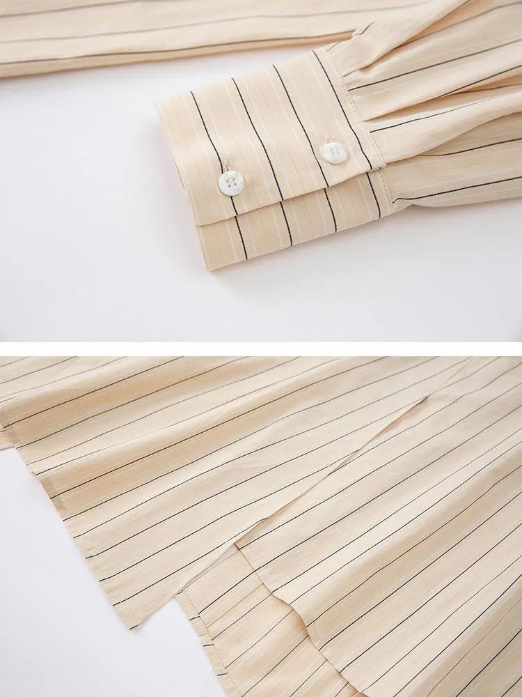 Striped Tie Loose Shirt