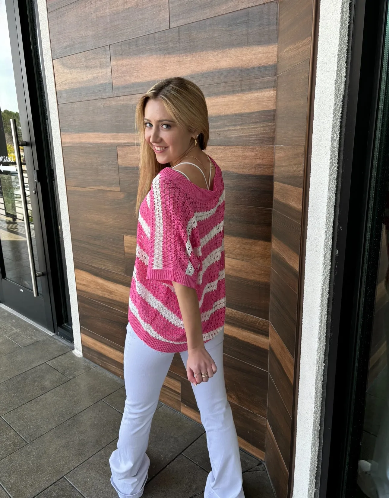 Striped V Neck Top