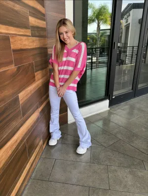Striped V Neck Top
