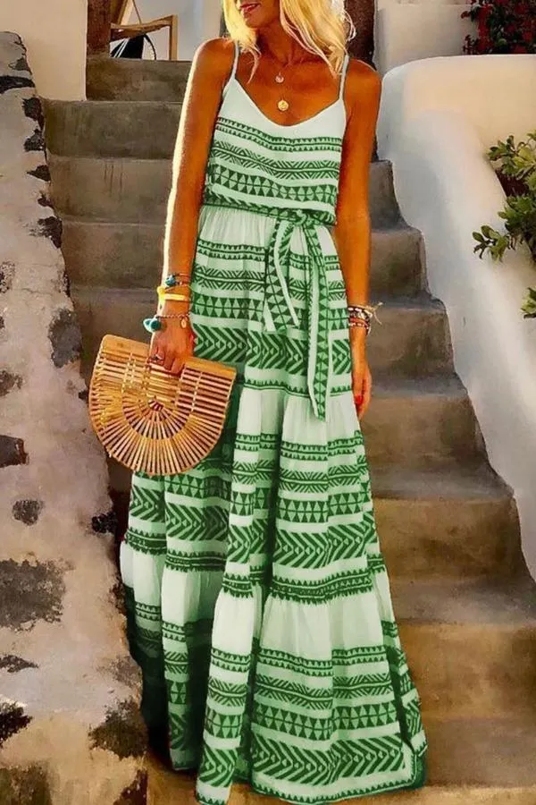 Stunncal Geometric Printed Maxi Dress (2 Colors)