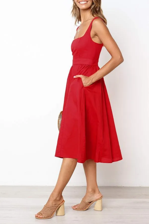 Stunncal Sleeveless Solid Color Regular Fit Casual Wear Dress