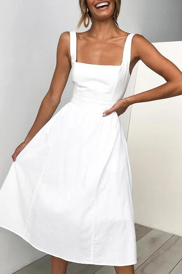 Stunncal Sleeveless Solid Color Regular Fit Casual Wear Dress