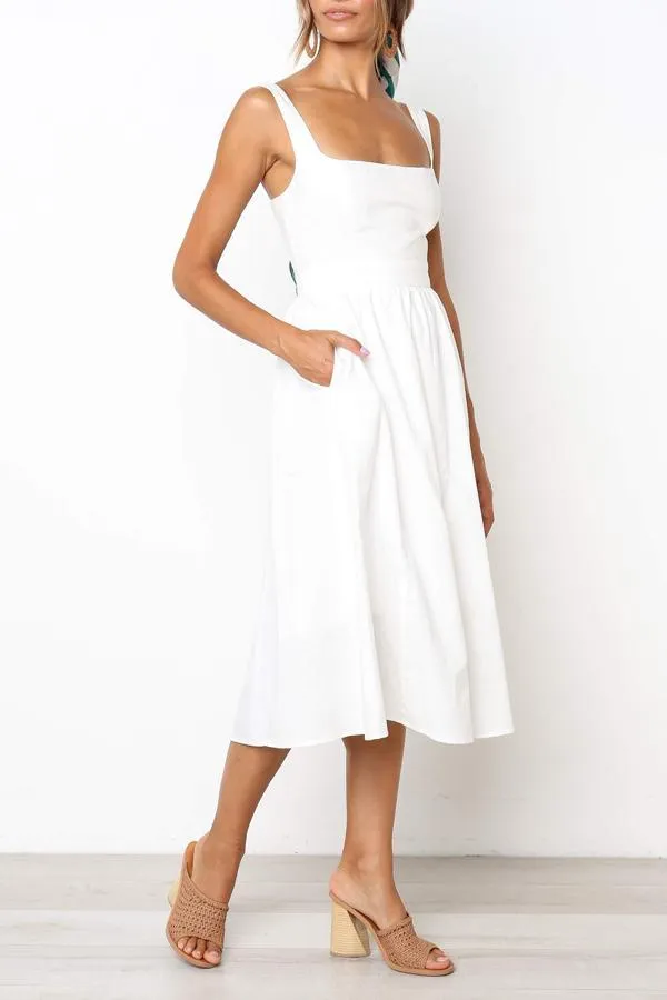 Stunncal Sleeveless Solid Color Regular Fit Casual Wear Dress