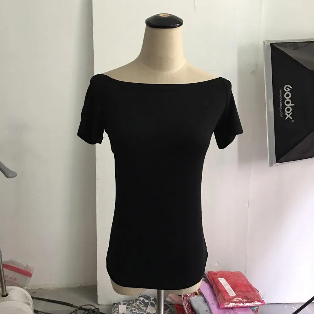 Summer Fashion Sexy Off The Shoulder Tops For Women Casual Short Sleeve Cotton T-shirts Black White Red Gray Blue Color