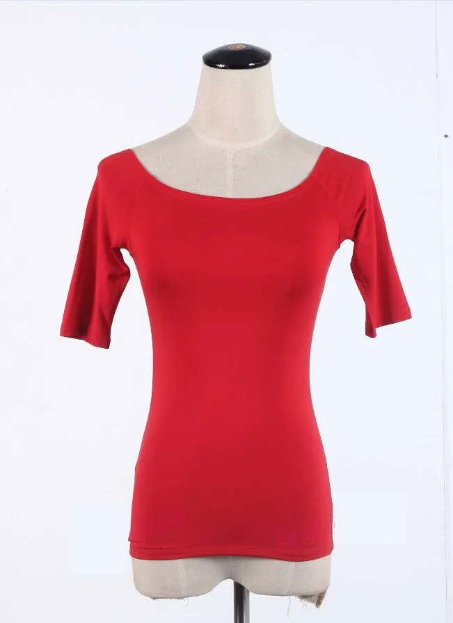 Summer Fashion Sexy Off The Shoulder Tops For Women Casual Short Sleeve Cotton T-shirts Black White Red Gray Blue Color