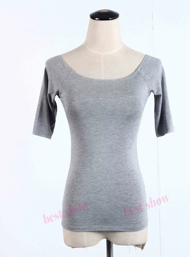 Summer Fashion Sexy Off The Shoulder Tops For Women Casual Short Sleeve Cotton T-shirts Black White Red Gray Blue Color