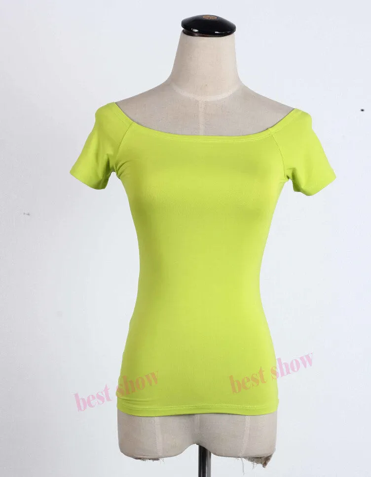 Summer Fashion Sexy Off The Shoulder Tops For Women Casual Short Sleeve Cotton T-shirts Black White Red Gray Blue Color
