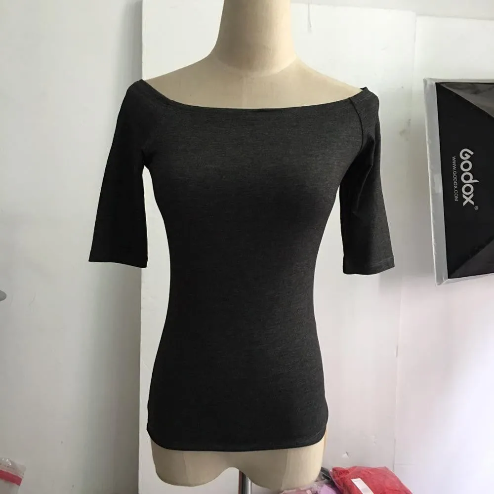 Summer Fashion Sexy Off The Shoulder Tops For Women Casual Short Sleeve Cotton T-shirts Black White Red Gray Blue Color